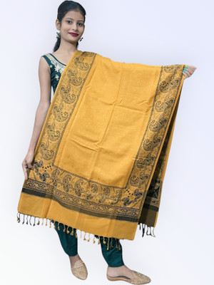 Trandone Wool Embroidered Women Shawl(Yellow)