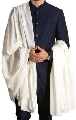 OSWALL Wool Solid Men Shawl(White)