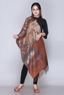 Sudako Acrylic Printed Women Shawl(Brown)