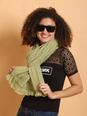 Pick Ur Needs Wool Self Design Women Shawl(Light Green)