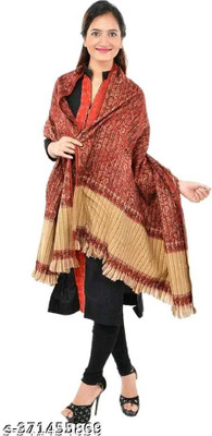 LIBSADRESSES Wool Self Design Women Shawl(Multicolor)