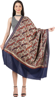 MUFFLY Wool Embroidered Women Shawl(Blue)