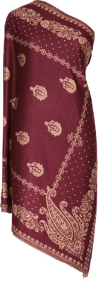 Vasaba Polyester Embroidered Women Shawl(Maroon)