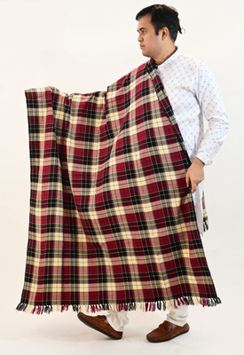 Vrinde Wool Checkered Men Shawl(Multicolor)