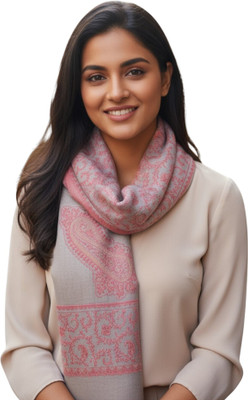 shahposh Wool, Cashmere Embroidered, Floral Print Women Shawl(Beige, Pink)