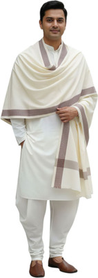 Iqra Mart Polyester Lycra Blend, Wool, Acrylic Solid, Woven, Self Design Women, Men Shawl(White)