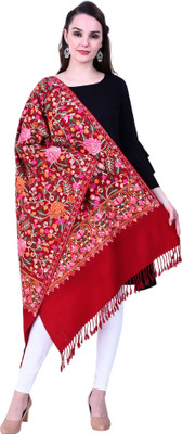 CHOUDHARYRETAILS Wool Embroidered Women Shawl(Red)