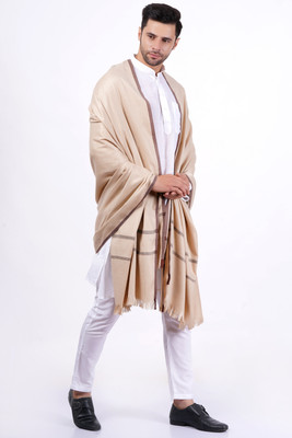 Vrinde Wool Solid Men Shawl(Beige)
