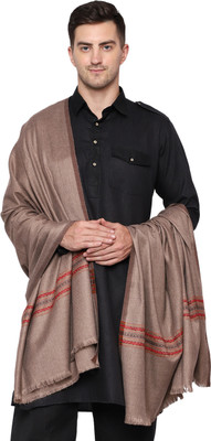WEAVERS VILLA Polyester Wool Blend Woven Men Shawl(Grey)