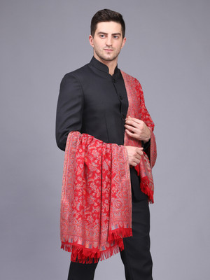 GREEN AGRITECH Polyester Wool Blend Printed Men Shawl(Maroon)