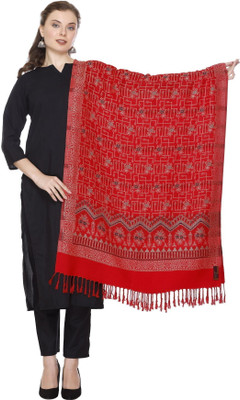 Kti Viscose, Acrylic Floral Print Women Shawl(Red)