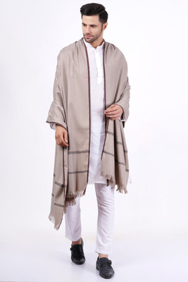 Vrinde Wool Self Design Men Shawl(Grey)