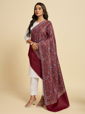 GK VILLA Poly Wool Woven Women Shawl(Maroon)