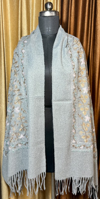rabii Wool Embroidered Women Shawl(Grey)