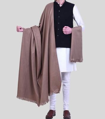 Unnkaari Polyester Wool Blend Solid Men Shawl(Beige)