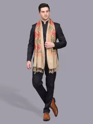 CHOUDHARYRETAILS Wool Embroidered Men Shawl(Beige)