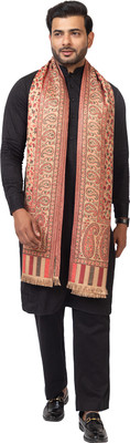 Pashgiri Poly Wool Floral Print Men Shawl(Beige)