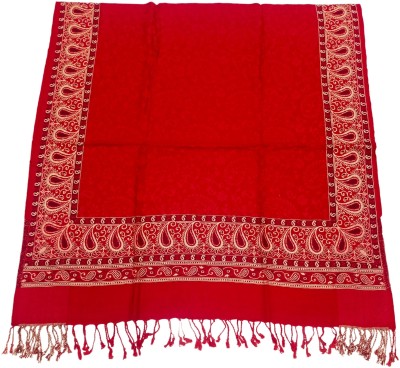 Kti Viscose, Acrylic Printed Women Shawl(Red)