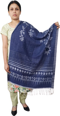HouseOfCommon Viscose Woven Women Shawl(Blue, White)