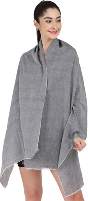 Cashmere Craft Poly Cotton Solid Women Shawl(Grey)