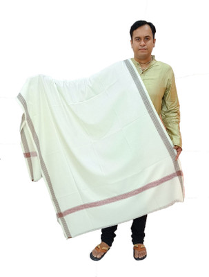 Vrinde Wool Solid Men Shawl(White)