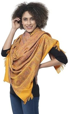 KASHMIR HANDLOOM Cashmere Embellished Women Shawl(Yellow)