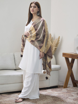 InWeave Acrylic Printed Women Shawl(Brown)