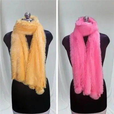 HouseOfCommon Wool Self Design Women Shawl(Beige, Pink)