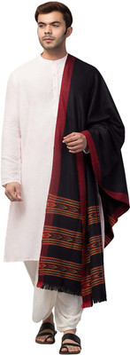 Braid N Cord Polyester Wool Blend Applique Men, Women Shawl(Black)