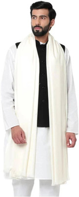 kaps Cashmere, Pashmina Solid Men Shawl(White)