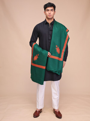 swi stylish Wool Embroidered Men Shawl(Green)