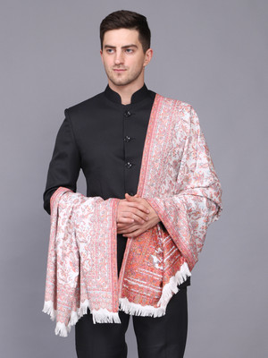 GREEN AGRITECH Polyester Wool Blend Woven Men Shawl(White)