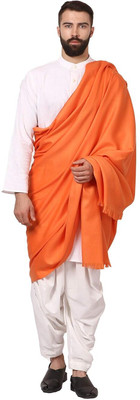 Kashmiri queen Wool Self Design Men Shawl(Orange)