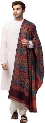 Braid N Cord Polyester Wool Blend Applique Men Shawl(Brown)
