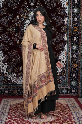 STSHAWLS Acrylic Self Design Women Shawl(Beige)
