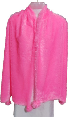 Saba Fur, Polyester Wool Blend Solid Women Shawl(Pink)