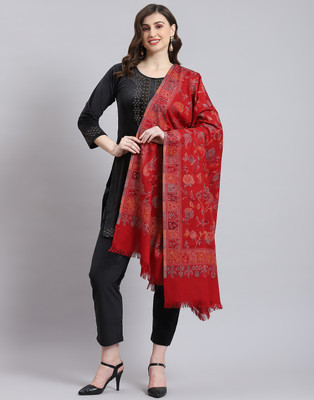 MONTE CARLO Cotton Self Design Women Shawl(Red)