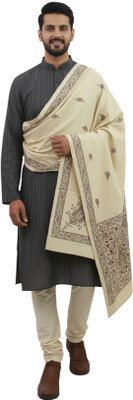 Sprha Wool Printed Men Shawl(White)