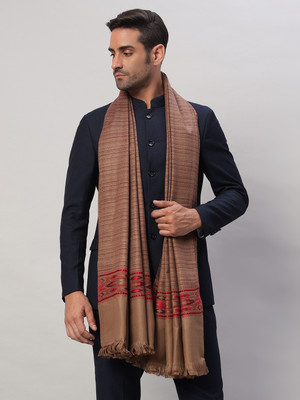 Ravaiyaa - Attitude Is Everything Wool Striped Men Shawl(Brown)
