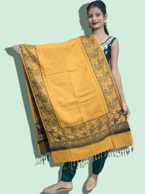 Trandone Wool Printed Women Shawl(Yellow)