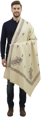 Sprha Wool Printed Men Shawl(White)