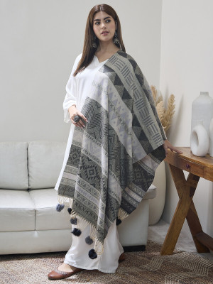 InWeave Acrylic Printed Women Shawl(Grey)