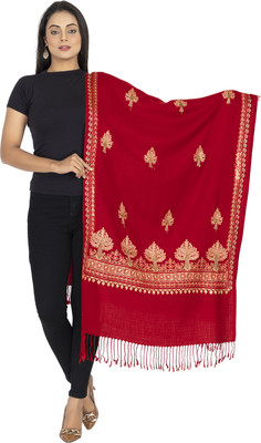 manjari Acrylic Self Design Women Shawl(Maroon)
