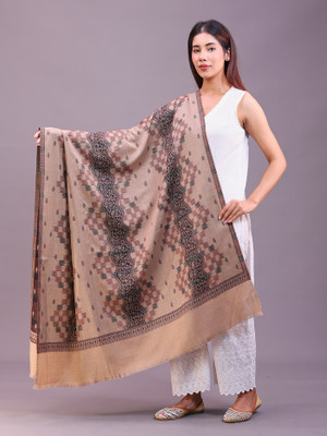 swi stylish Wool Embroidered Women Shawl(Beige)