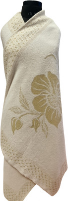 jeneric Poly Wool Floral Print Women Shawl(Gold, White)