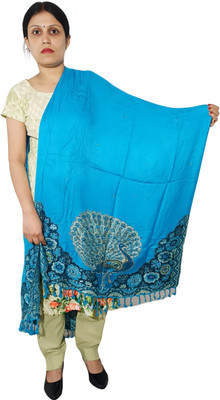 Kashmiri queen Viscose Woven Women Shawl(Light Blue)