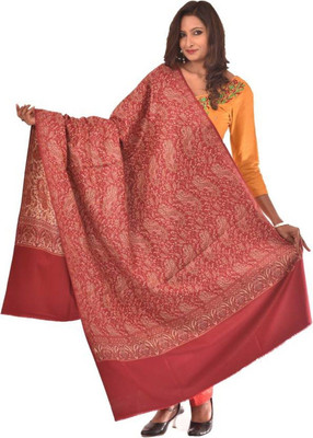 CHOUDHARYRETAILS Wool Woven Women Shawl(Pink, White)