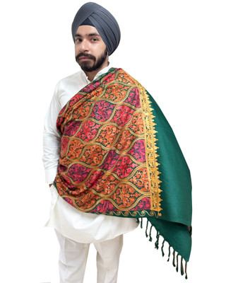 Life and style Wool Embroidered Men Shawl(Green)