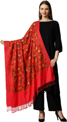 swi stylish Acrylic Floral Print Women Shawl(Red)