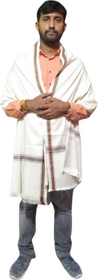 KASHMIRI TREND Cashmere Solid Men Shawl(White)
